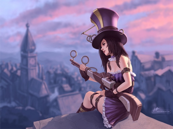 Caitlyn from League of Legends with her rifle