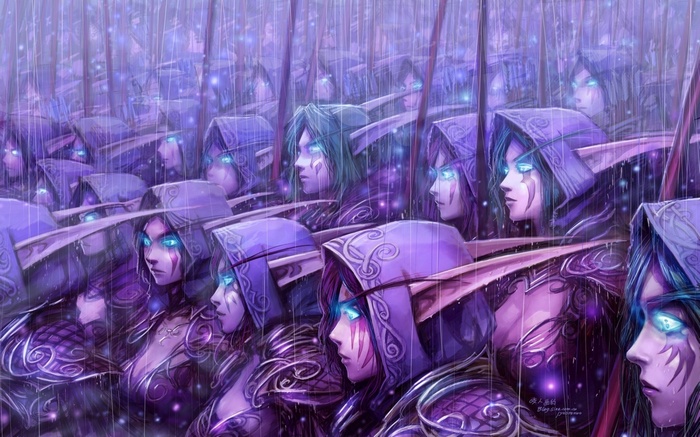 World of Warcraft Night Elves in formation