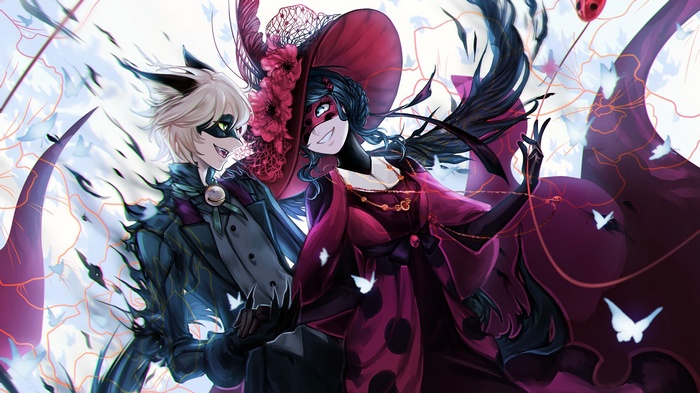 Miraculous LadyBug, ladybug and cat noir, fantasy art
