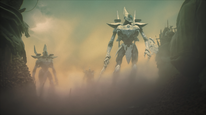 Warhammer 40,000 Eldar in a Dusty Landscape