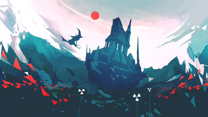 Nano Mortis castle with a witch and red sun