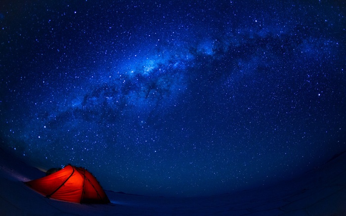 Tent under the Milky Way galaxy