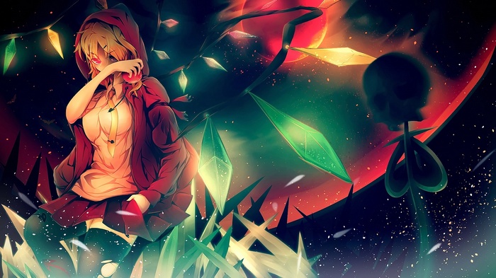 Flandre Scarlet with a skull and crystals