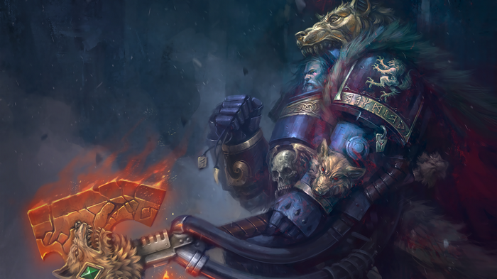 Warhammer 40,000 Space Marine with Wolf Helmet