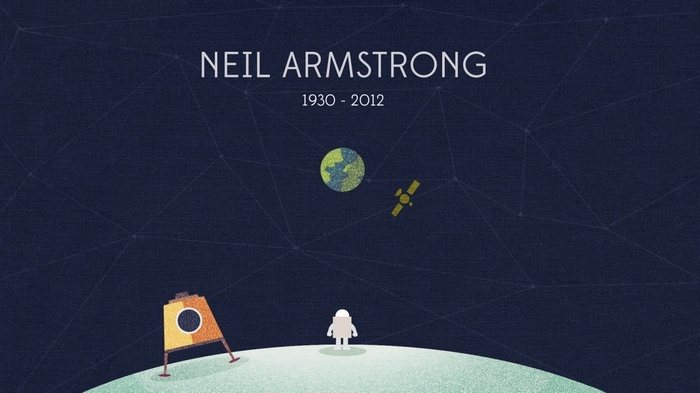 Neil Armstrong on the Moon with Earth and Satellite