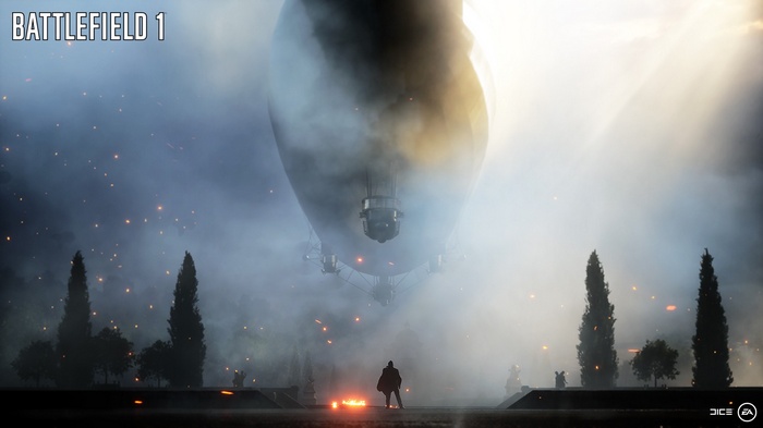 Battlefield 1 airship in a foggy sky