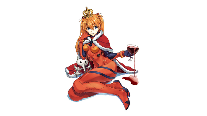 Asuka Langley Soryu with Crown and Wine
