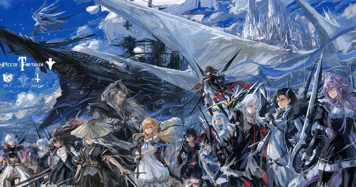 Pixiv Fantasia T anime characters with ships and castles
