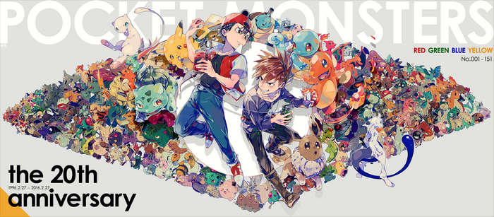Bulbasaur, Blue (Pokemon), Eevee, Squirtle, Pokémon, Red (Pokemon), Charmander, Mew, Mewtwo, Pikachu, anime