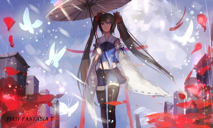 Anime girl with umbrella in Pixiv Fantasia T