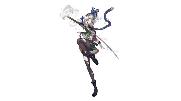 Anime girl with white hair and sword