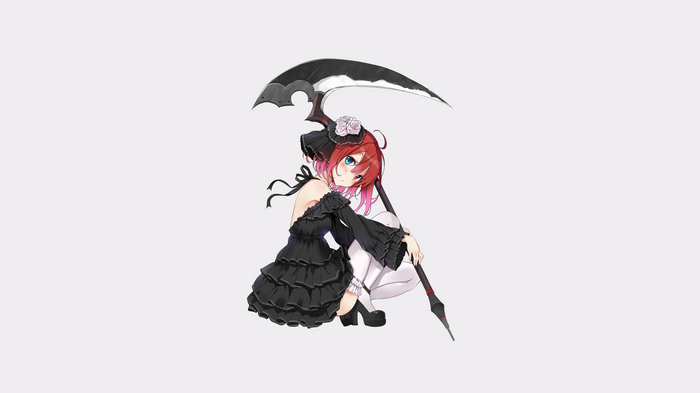 Anime girl with red hair and scythe