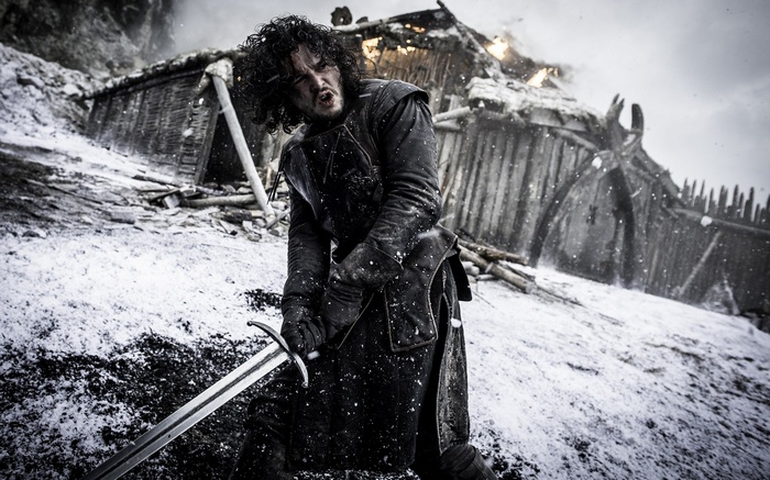 Jon Snow in Game of Thrones with a sword