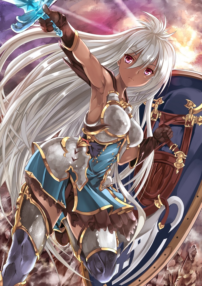 Granblue Fantasy Anime Girl with White Hair and Sword