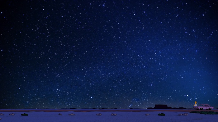 The Simpsons: Homer Simpson under a starry sky
