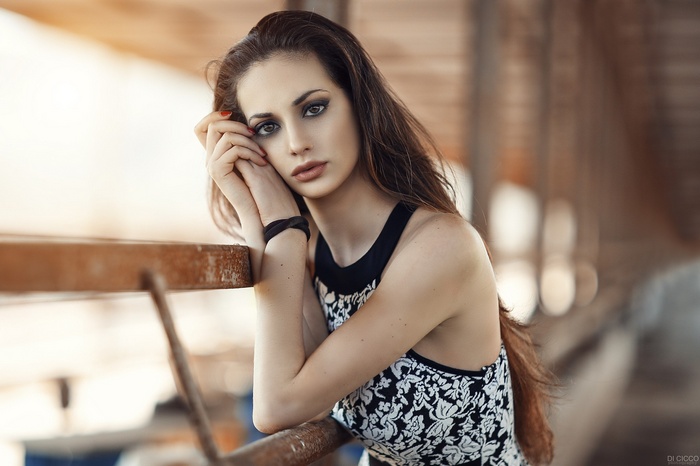 Woman with long hair and makeup by Alessandro Di Cicco