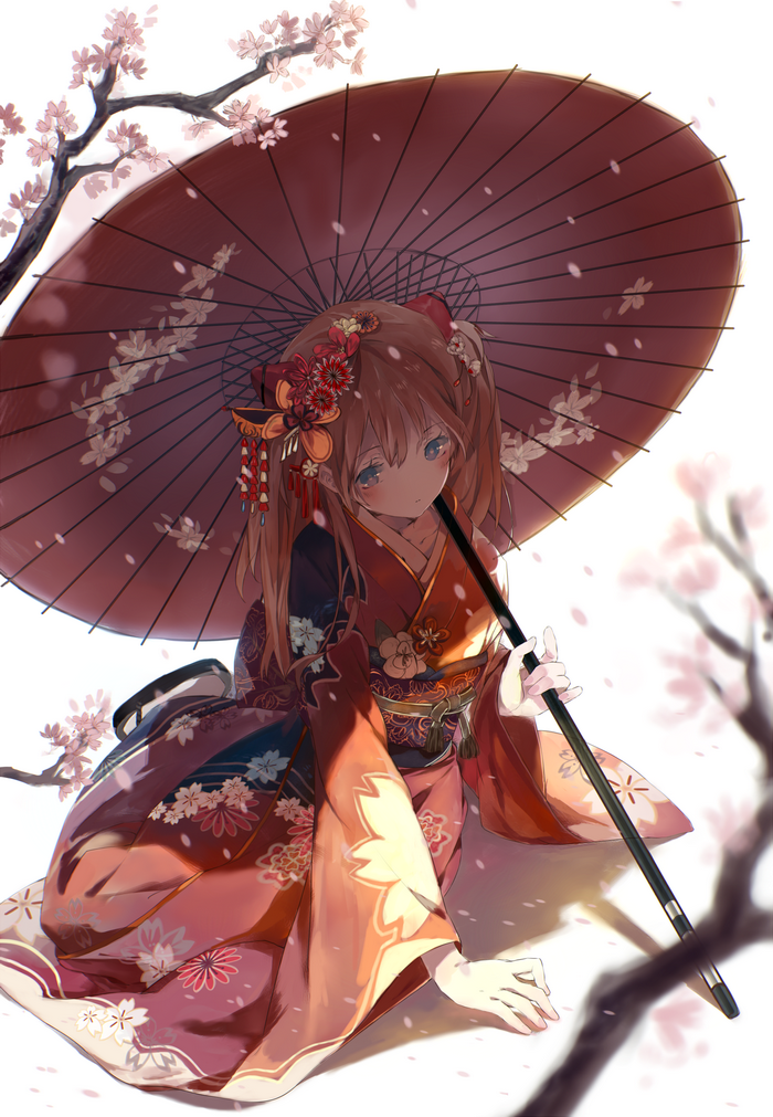 anime girls, Japanese kimono, manga