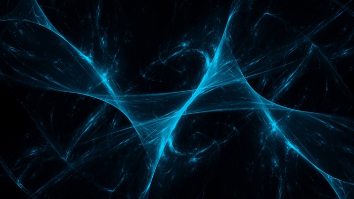 Abstract blue light patterns on black background