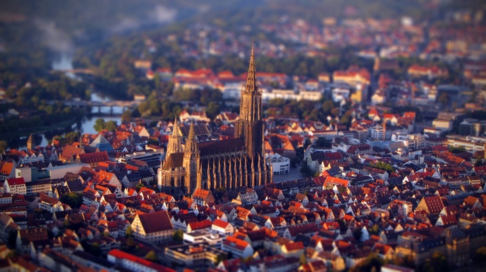 Ulm Minster and cityscape with river in Germany