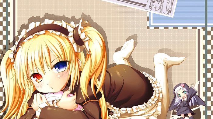 Hasegawa Kobato in a maid outfit with heterochromia