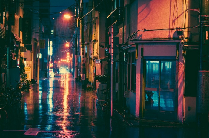 Rainy night street in Japan by Masashi Wakui