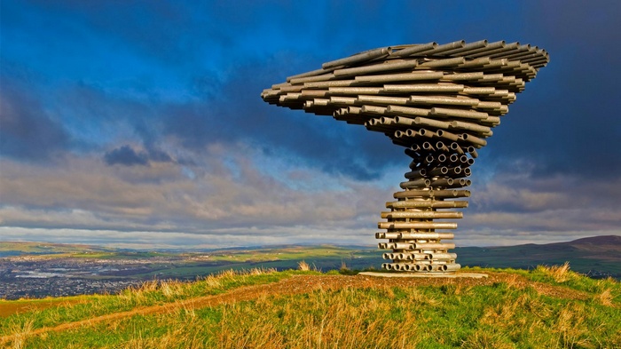 The Singing Ringing Tree sculpture in Burnley, UK