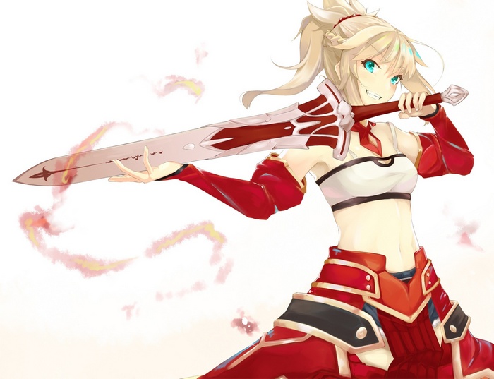 Saber of Red from Fate/Grand Order with a sword