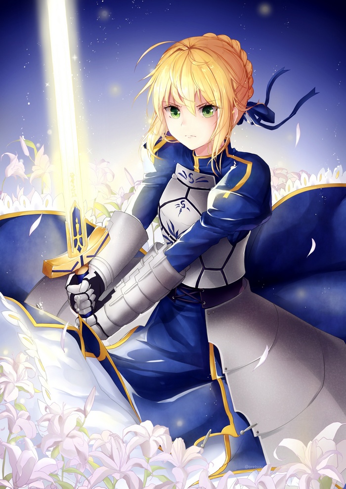 Saber from Fate/Stay Night with a glowing sword