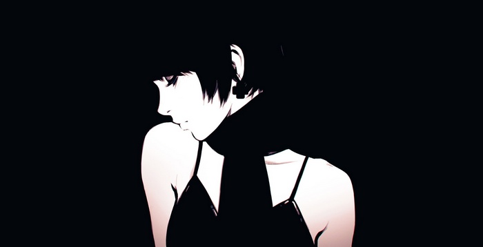 Artwork of a woman with black hair by Ilya Kuvshinov