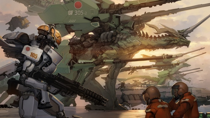 mech, futuristic, battle, anime, science fiction, original characters