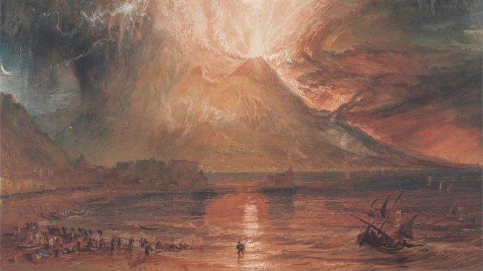 Painting of Mount Vesuvius erupting over the Bay of Naples
