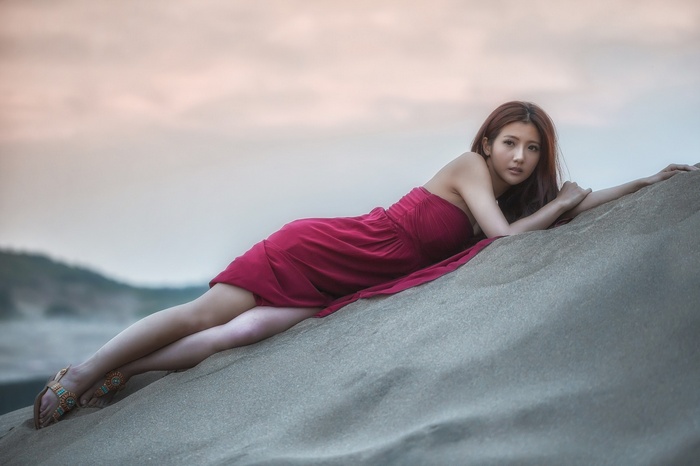 women, Asian, sand, model