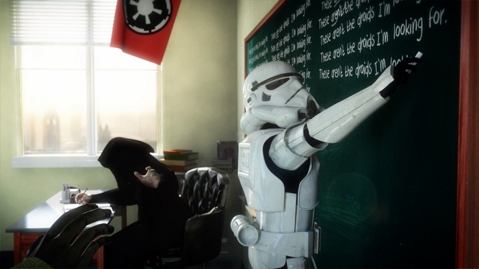 Stormtrooper teaching class in Star Wars