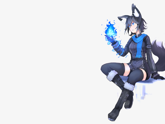 Nanako (Ganesagi) fox girl with blue eyes