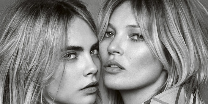 Cara Delevingne and Kate Moss monochrome portrait