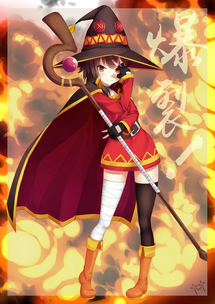 Megumin from Kono Subarashii Sekai ni Shukufuku wo! with staff