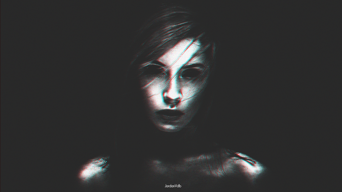 Horror portrait of a woman with dark eyes