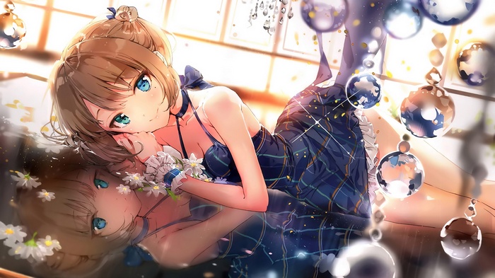 Takagaki Kaede in a blue dress from THE iDOLM@STER: Cinderella Girls