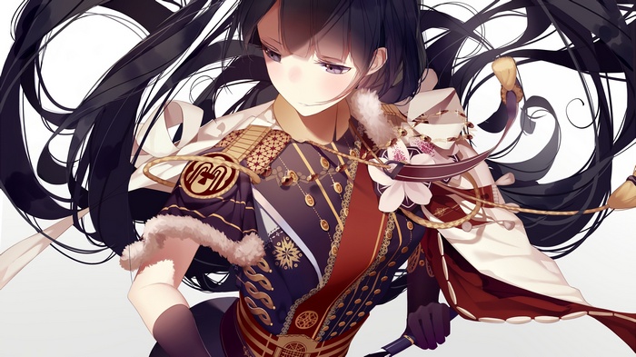 Anime girl in ornate military uniform