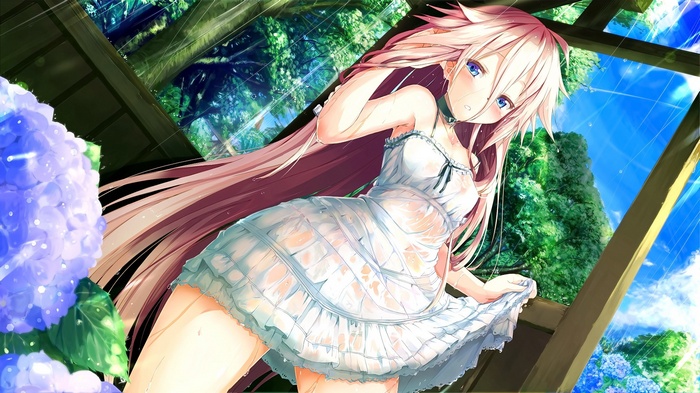 IA from Vocaloid in a wet white dress