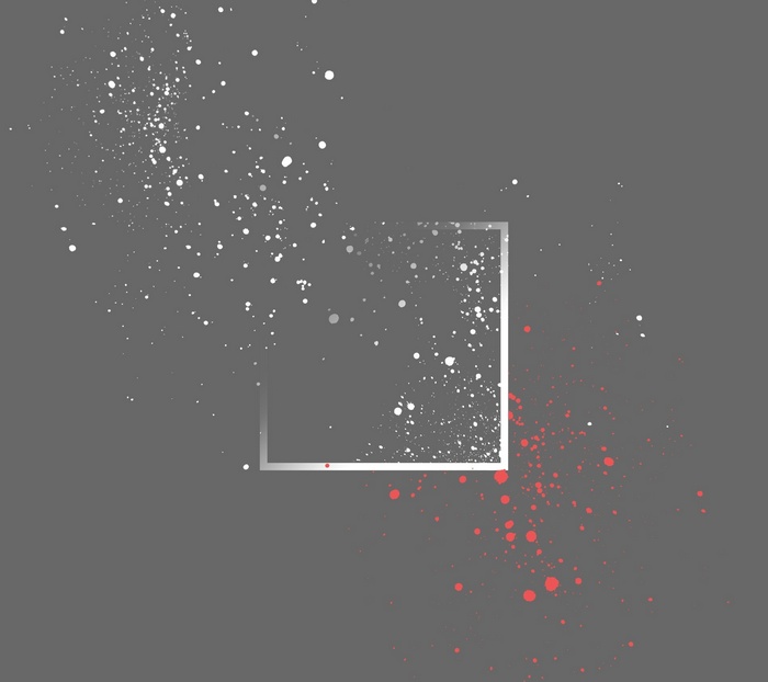 Abstract paint splatter with a square frame