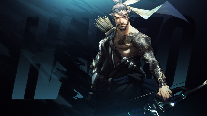 Hanzo from Overwatch with a bow and arrow