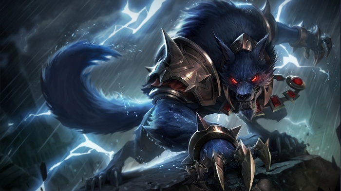 Warwick from League of Legends in a storm