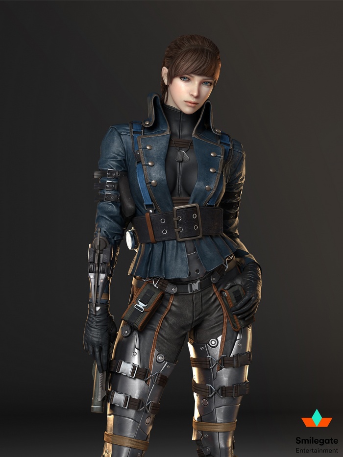 CrossFire character with blue jacket and tactical gear