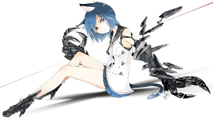 Anime cat girl with mechanical scorpion tail