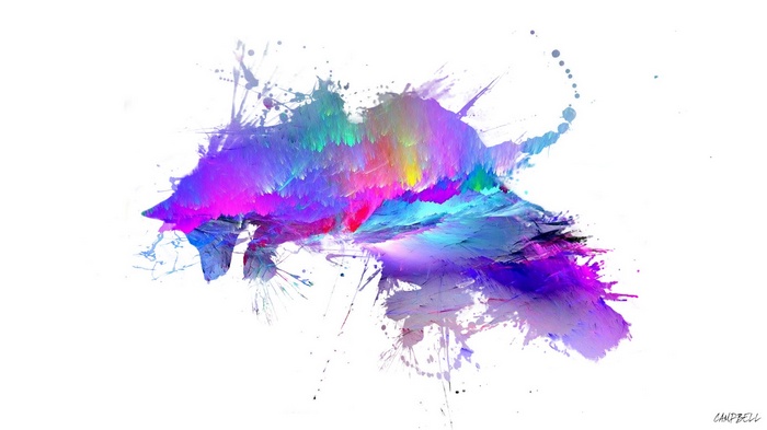 Abstract colorful paint splatters with rainbow hues
