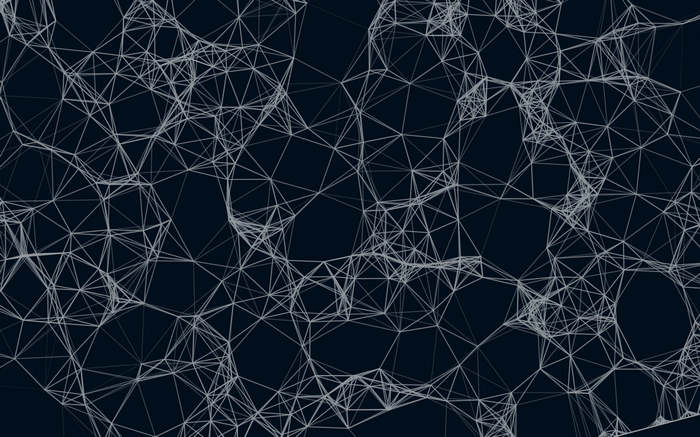 Abstract geometric network of white lines on dark background