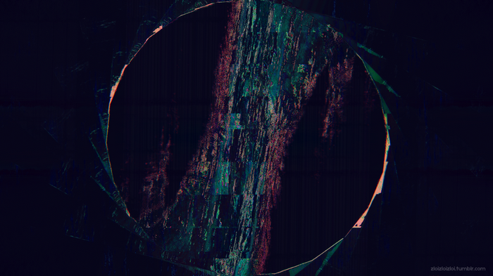 Abstract Glitch Art with Circular Frame