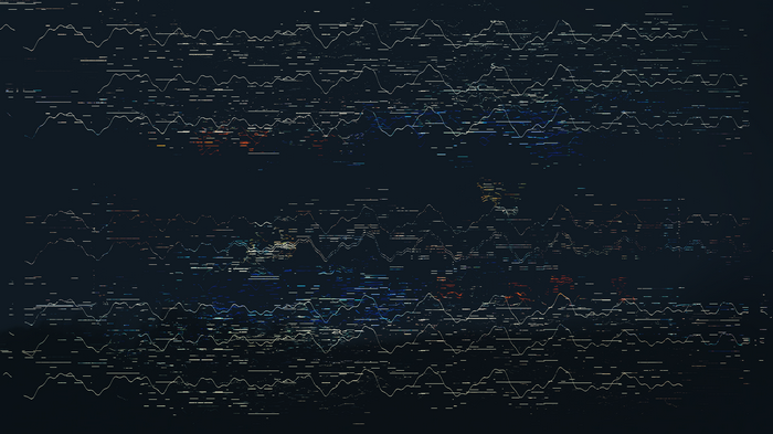 Abstract glitch art with waveform patterns