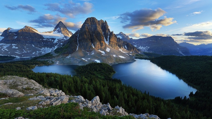 Lake and Mountains with Forest